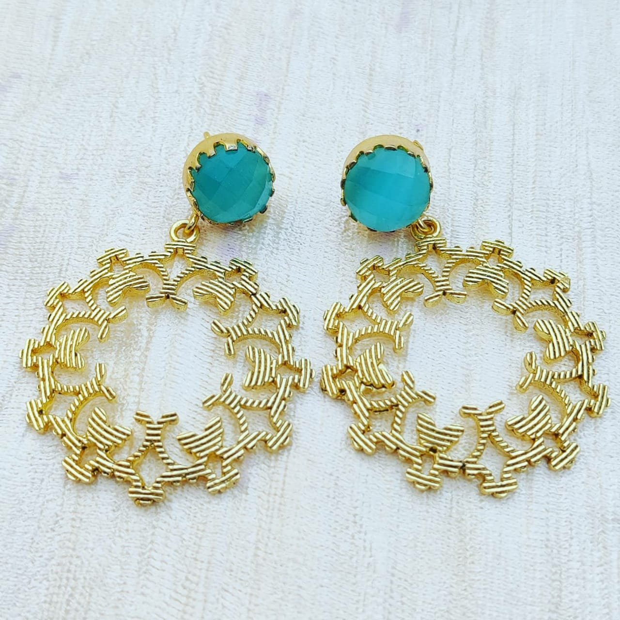 gold filigree drop earrings, - Image 5