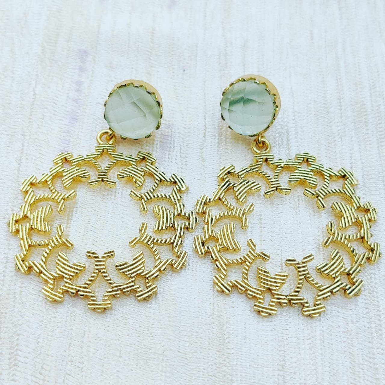 gold filigree drop earrings, - Image 3