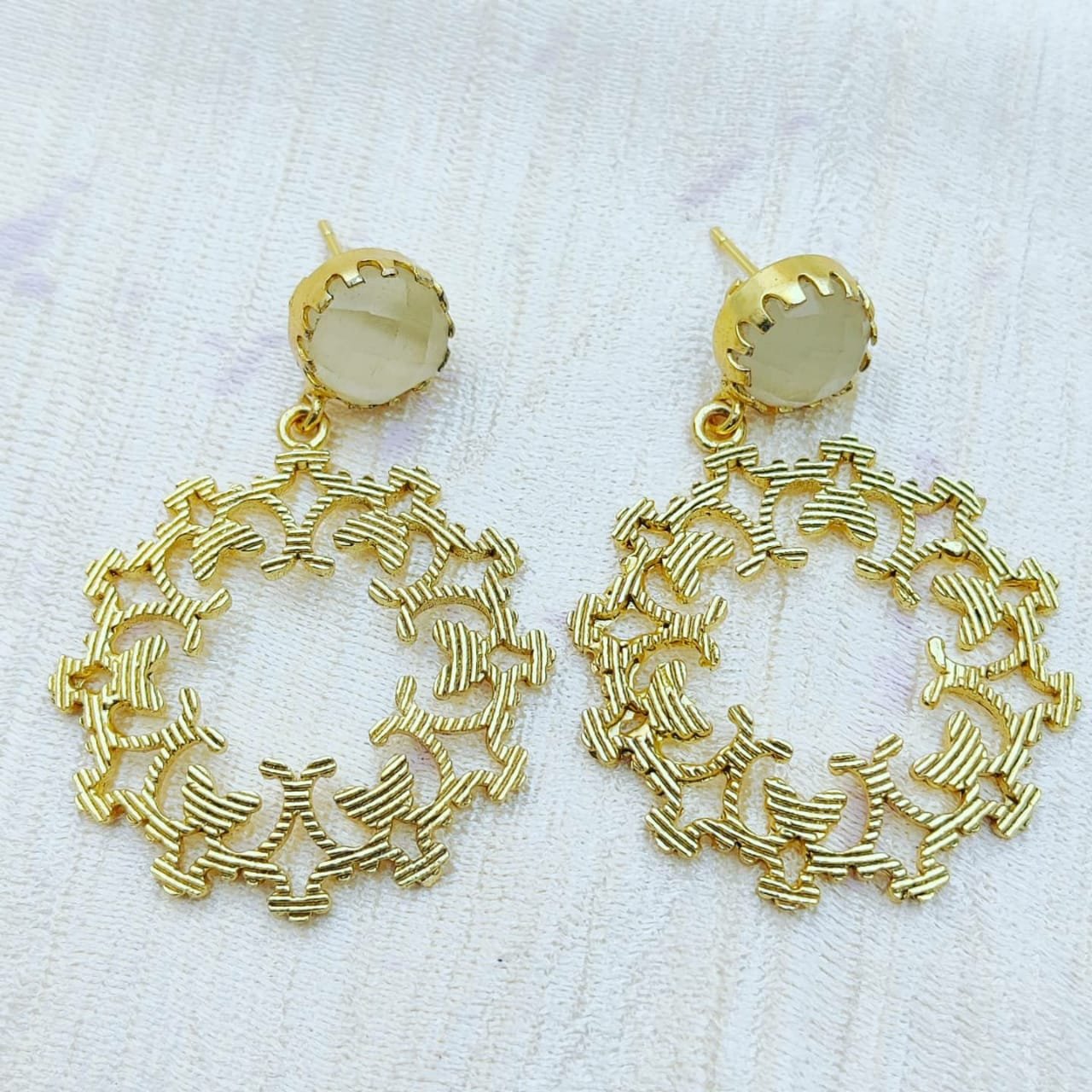 gold filigree drop earrings, - Image 6