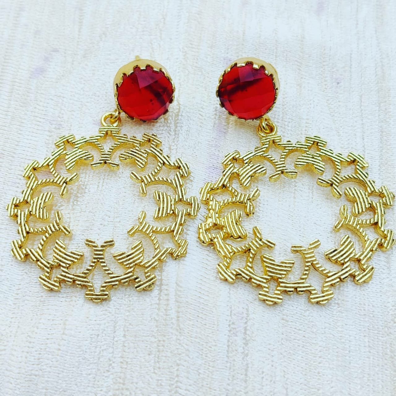 gold filigree drop earrings, - Image 7