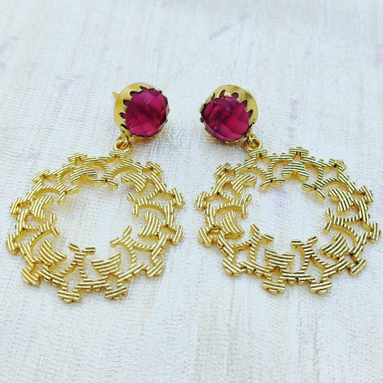 gold filigree drop earrings, - Image 9