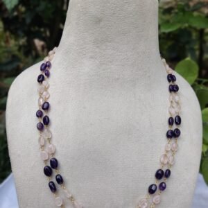Amethyst & Rose Quartz Double-Stranded Necklace