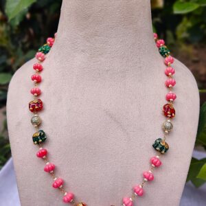 ceremic coreal beads and  Elephant Charm Necklace