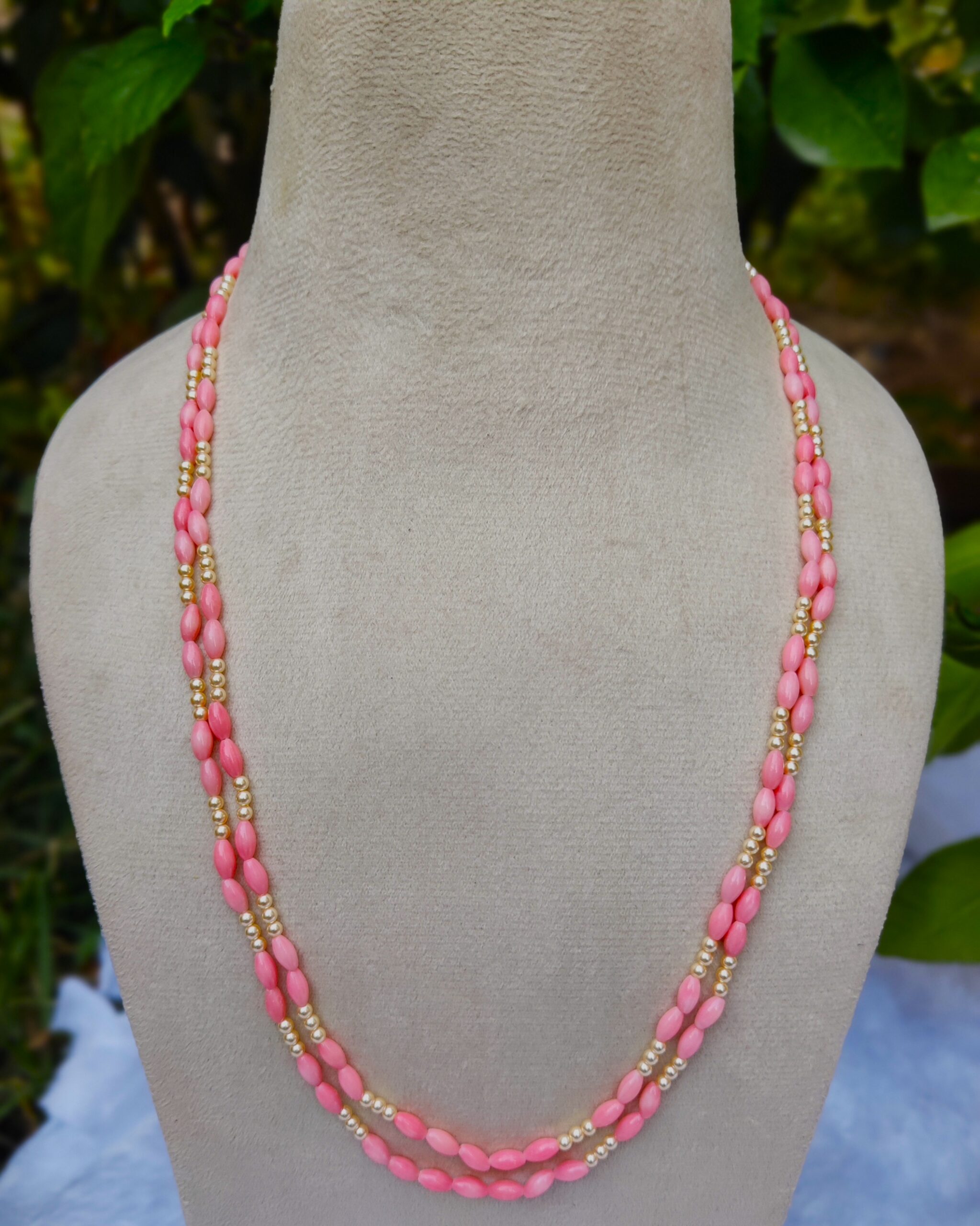 Taiwan Coral Rice-Shaped and syrosky pearl Necklace